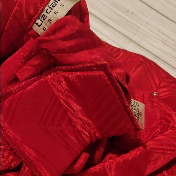 Liz Claiborne Lipstick Red Jacquard 80's Vintage Dress size 12 - Picture 13 of 14